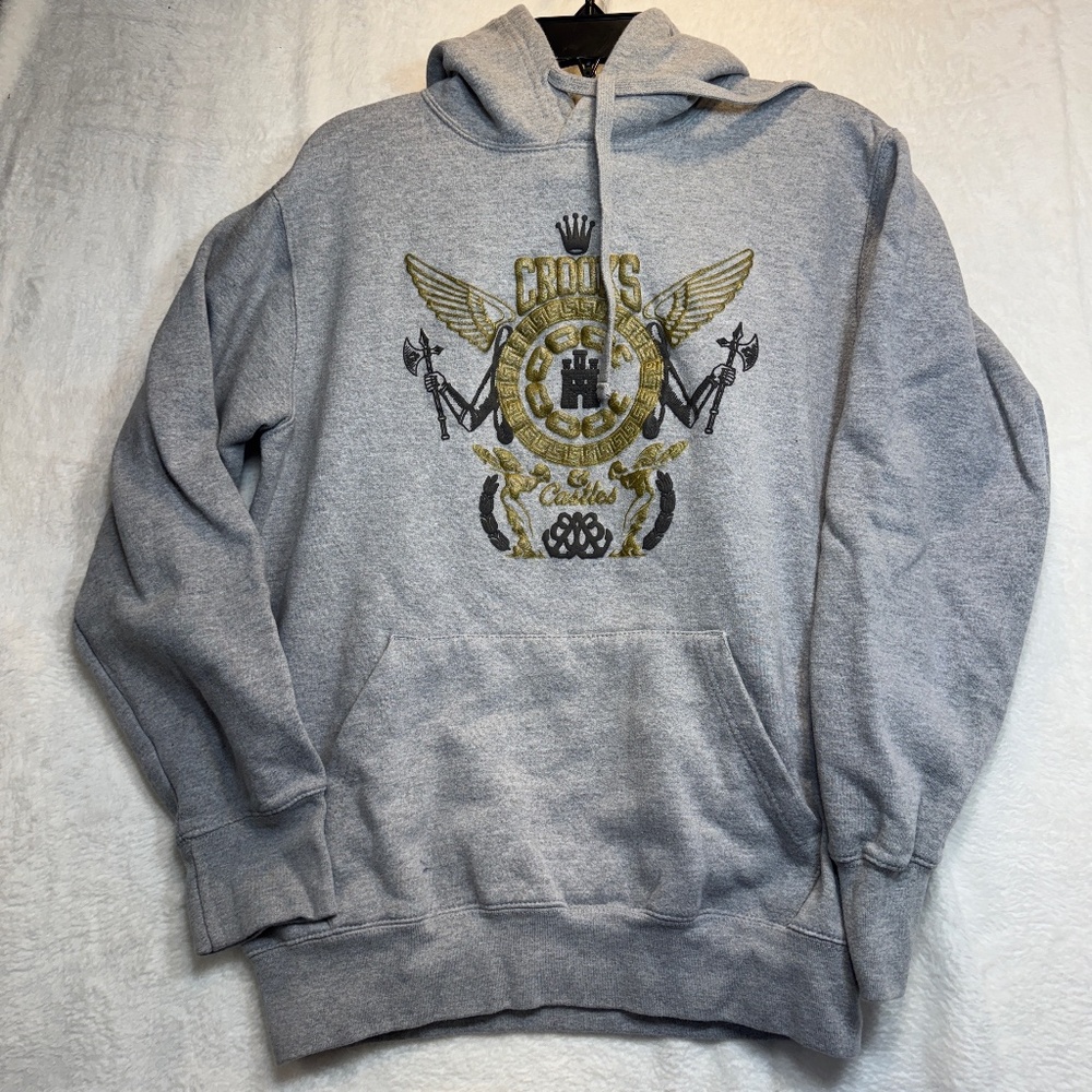 Crooks & Castles Hoodie Mens Size Large Gray Heathered Large Graphic Y2K